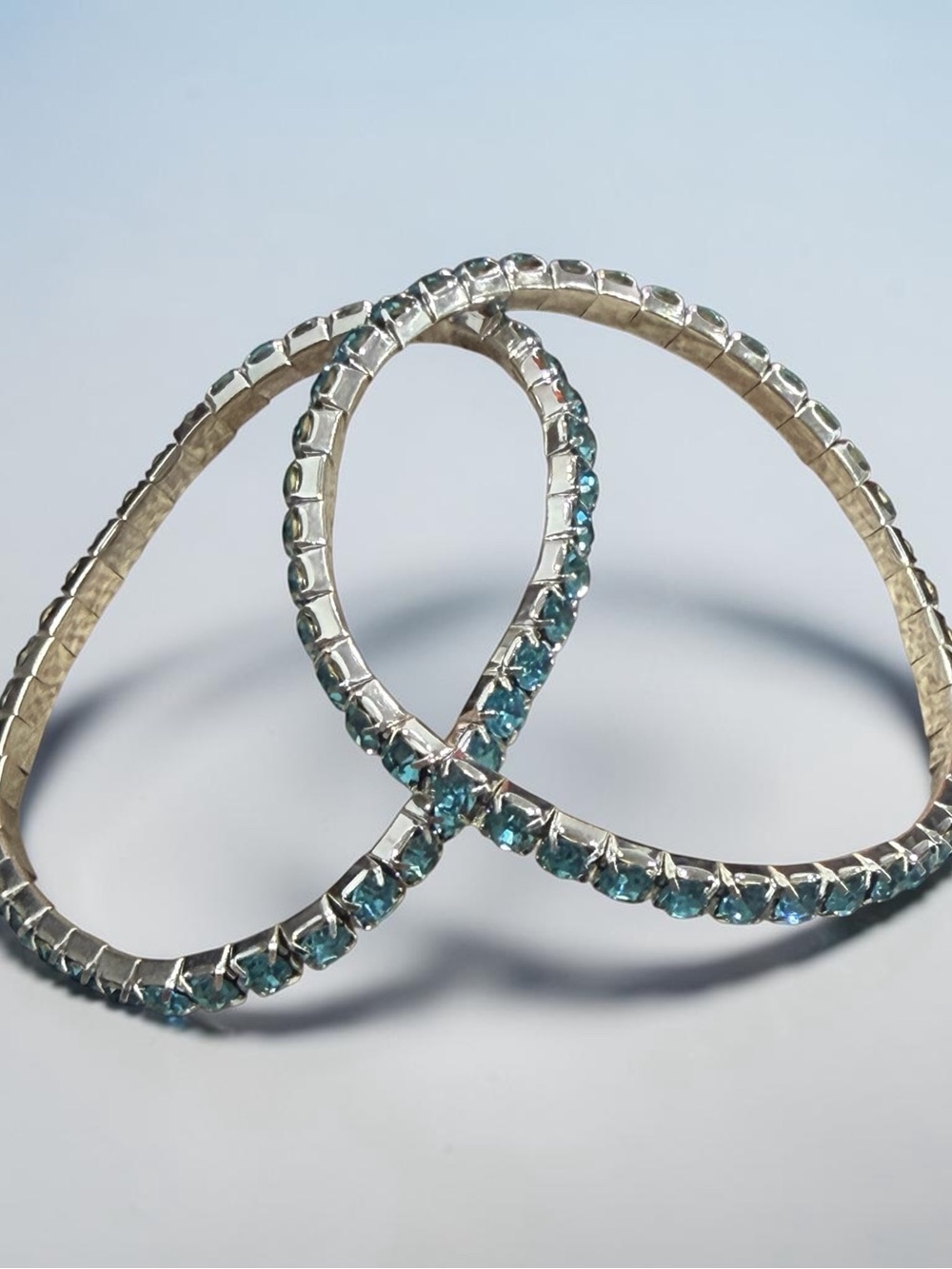 Silver Bracelet with Blue Rhinestones